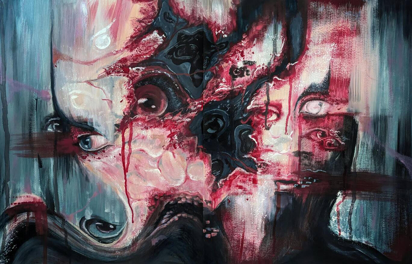 "Torn", 2025, gouache on paper