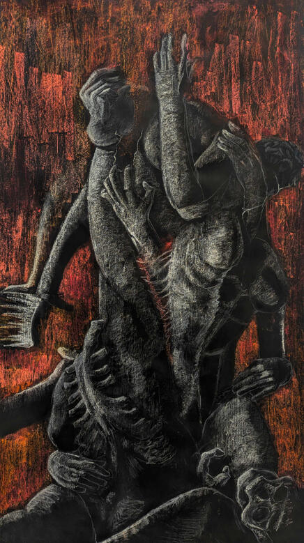 "Existential Terror", 2025, pastel on paper