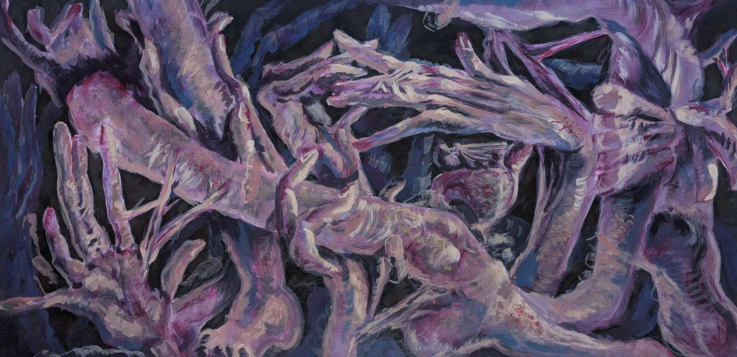 "Exorcise", 2025, gouache on paper