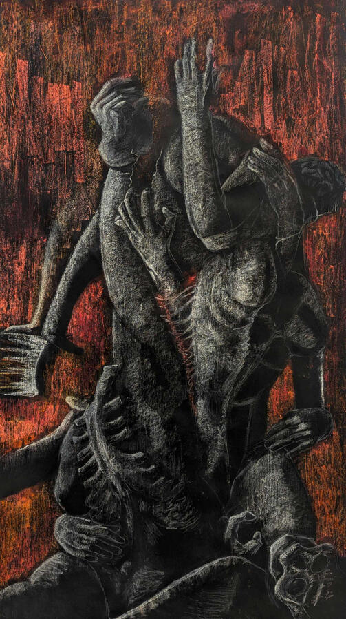 "Existential Terror", 2025, pastel on paper