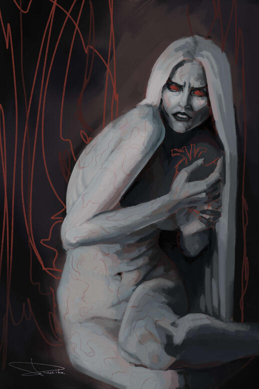 "Orin the Blue (figure study)", 2025, digital